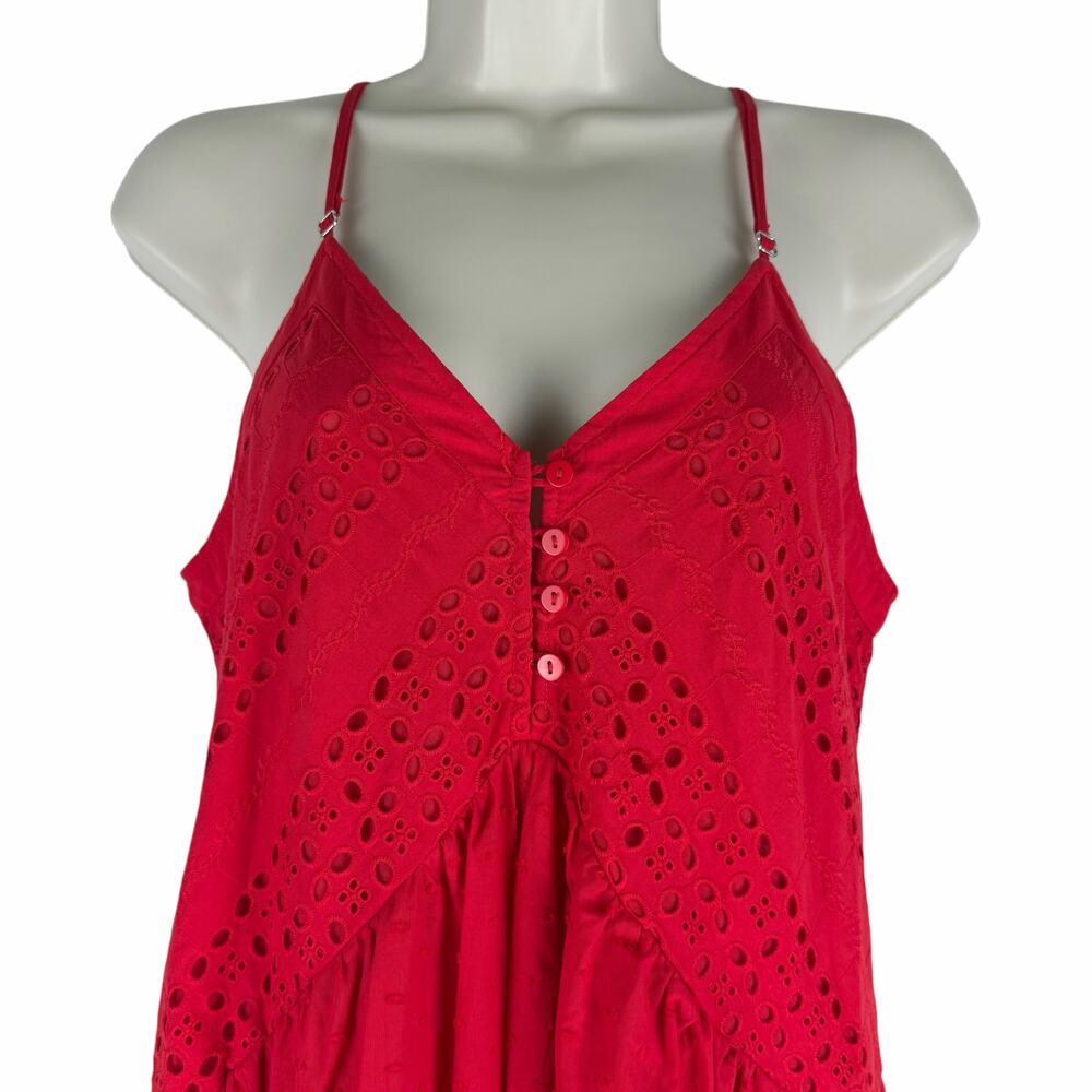 Super Natural by Secret Mission Daniella Cotton Eyelet Dress Red Size S - Picture 6 of 15